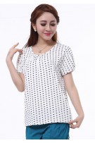 Polka Dots Designed Maternity + Nursing Top - White