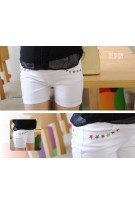 Maternity Plain Color Short Pants With Colourful Star Patterns (M, L, XL, XXL) - White