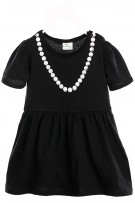 Baby Dress With Printed Necklace Romper -Black
