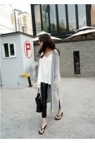 Simple Plain Maternity Long Sleeve Cardigan - Light Grey