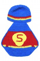 Knitted Wool Baby Superhero Hat - Blue+Red