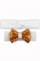 Mummy And Baby Gold Bow Matching Headband Set (2pcs.set) - White