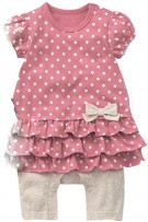 Baby Dress Romper With Polkadot Design-Pink