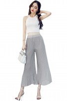 Tiny Pleats Ladies Chiffon Flared Pants - Grey