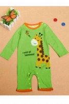 Giraffe Print Baby Romper - Green