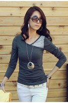 SGL4381 : Collar V Long Sleeve Ladies Shirt 