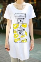 Perfume Bottle Print Ladies Tee Shirt Dress - White