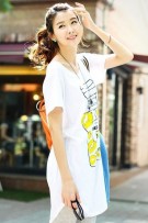 Perfume Bottle Print Ladies Tee Shirt Dress - White