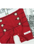 Cute Simple Baby Romper - White+Red