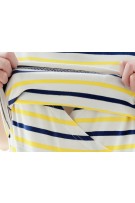 Stripe Maternity + Nursing Short Sleeve Top - Yellow + Blue