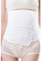 Dual Velcro Strap Cotton Slimming Belt - White