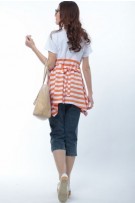 SGM81378 : Maternity + Nursing Uneven Hemline Stripe Blouse
