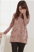SGM81464 : Simple Dye Colour Maternity + Nursing Blouse - Brown