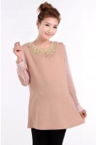SGM81568 : Sweet Bling-Bling Collar Long Sleeves Maternity Blouse