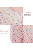 SGM81635 : Beautiful Crochet Floral Collar Short Sleeves Maternity Flared Dress