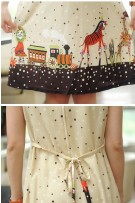  Gathered Bust Polka Dots Animals Train Maternity Dress