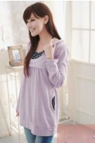 Stylish Hooded Maternity + Nursing Blouse