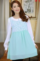 Maternity Flowers Lace Knee Length Dress