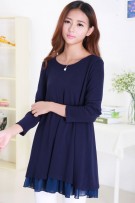 Maternity Ribbon Back Design Long Sleeve Top (M, L) - Dark Blue 