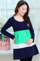 Maternity Colour Block Pattern Long Sleeve Dress (L, XL)