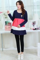 Maternity Colour Block Pattern Long Sleeve Dress (L, XL)