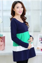 Maternity Colour Block Pattern Long Sleeve Dress (L, XL)