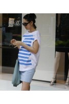 SGM8327 : Uneven Horizontal Stripes Prints Maternity Tee