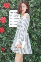 Maternity Sholder Cut Stripe Design Long Sleeve