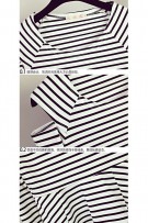 Maternity Sholder Cut Stripe Design Long Sleeve