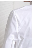 SGM8430 : Front Lace with Frill Stand Collar Long Sleeve Maternity Blouse - White