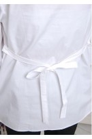 SGM8430 : Front Lace with Frill Stand Collar Long Sleeve Maternity Blouse - White