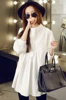 Maternity + Nursing Wrinkle Front Button Long Sleeve Blouse