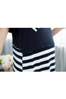 Maternity "Psittacidae" Stripe Printed Short Sleeve Nursing Dress 