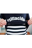 Maternity "Psittacidae" Stripe Printed Short Sleeve Nursing Dress 