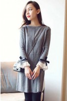 Ruffle Ribbon Long Sleeve Maternity Blouse