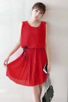 Maternity Chiffon Crinkle Sleeveless Dress