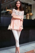 Maternity Fake Diamond Lace Medium Sleeve Blouse