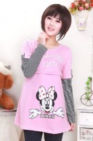 SGM8401 : M.Mouse Maternity + Nursing Long Stripe Sleeve Top 