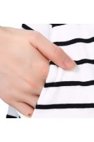 Striped Round Neck Maternity + Nursing Dress - Red