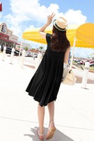 Loose Short Sleeve Asymmetrical Hem Maternity Dress - Black