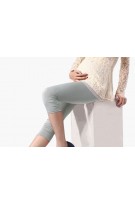 Shirred Leg Smooth Maternity Capri Leggings - Light Grey