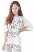 Maternity + Nursing Words Love Pink Confinement Set / Sleep Wear - White