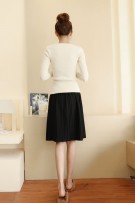 Simple Plain Pleated Maternity Skirt ( M, L ) - Black