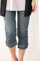 SGM8825 : Maternity Shirred Capry Denim Pants ( With Adjustable Waistband) 