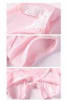 Stripe Cloud Design S/S Baby Romper - Pink