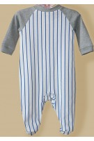 Daddy's All Star And Number 01 Patch Baby Romper With Stripe-Grey
