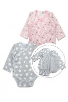 Grey and White Stars Print L/S Romper - As Shown