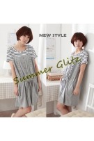 SGM023 : Fake 2 Pieces Drawstring Maternity Dress