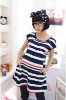 Black & White Stripes Short Sleeves Maternity Blouse