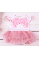 Cute Little Angel Romper Dress - Pink+White